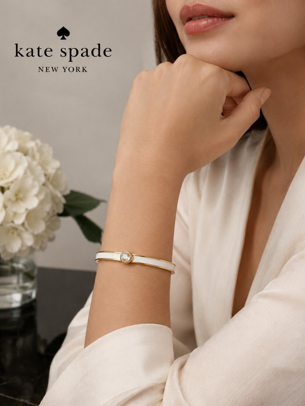 Kate Spade White Enamel Bangle Bracelet - Picture 7 of 9